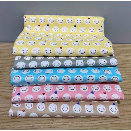 100% Cotton Fabric Cartoon Smile Print Kids Cotton Cloth For DIY Sewing Textile Tecido Tissue Patchwork Bedding Material