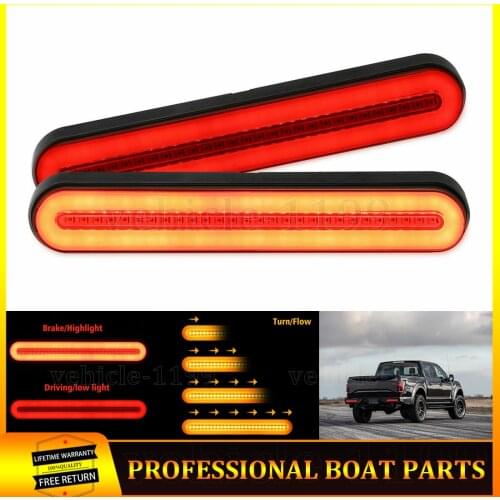 2X 10" Trailer Truck Light Bar Rear Waterproof LED Stop Flowing Turn Signal Brake Tail Lights 3 In 1 Design Smoked Neon Lamp