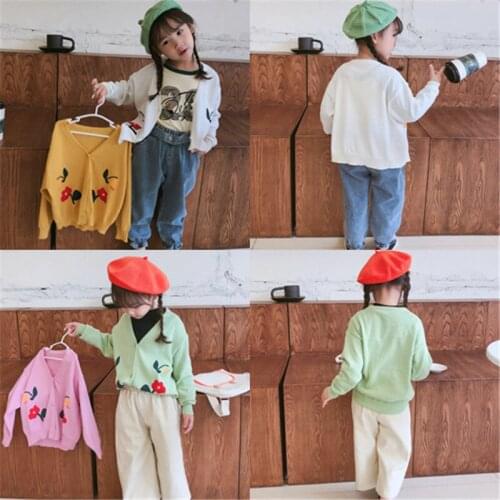 2019 Girl Baby Flower Knitted Cardigan Spring Autumn Jackets Girls Kids Children Coats Sweaters