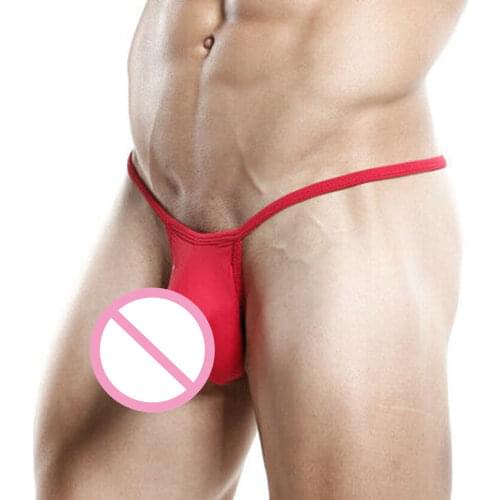 2021 Gay Underwear Ultra-thin Ice Silk Male Thong Sexy U Convex Big Penis Pouch T-Back Low Waist Seamless Mens Solid G-strings