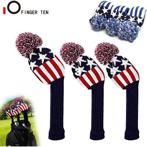 Knitted Pom Pom Golf Wood Head Cover Driver Fairway Hybrid No.1 3 5 Anti-Wrinkle Washable for Men Women Kids
