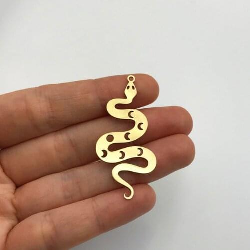 6pcs Brass Snake Charm, Snake Pendant, Moon Phases on Snake Earring Charm, Snake Necklace Charm Jewelry Supplies