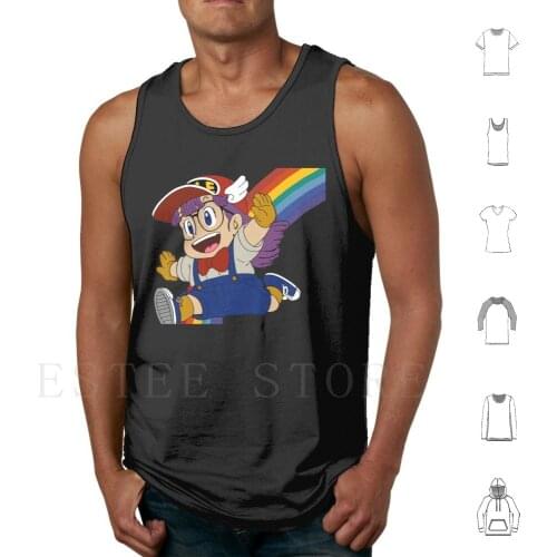Arale Dr Slump Running Rainbow Tank Tops Vest Cotton