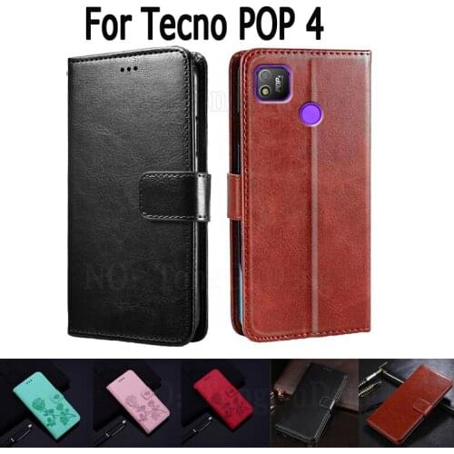 Cover For Tecno POP 4 Case Etui Flip Wallet Stand Leather Book Funda On Tecno POP4 Case Magnetic Card Phone Hoesje Coque Bag