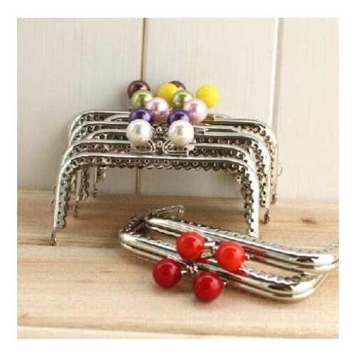 K152 Super lovely 10CM silver lace Candy bead head Metal Purse frame Kiss Clasp 8pcs/lot