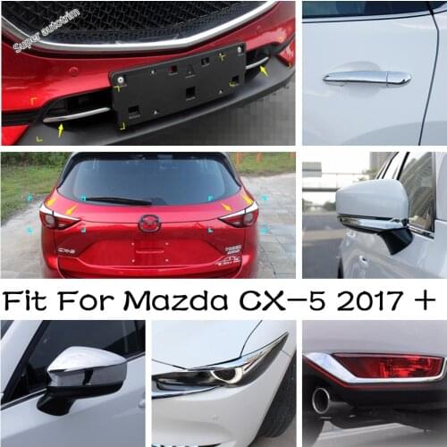 Lapetus Chrome Shiny Exterior Refit Kit Front Head / Rear Trunk Fog Lights Eyebrow Cover Trim Fit For Mazda CX-5 CX5 2017 - 2020
