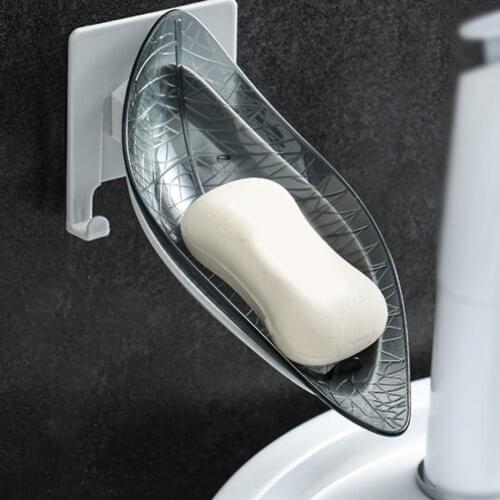 Soap Box Punch Free Leaf Shape Plastic Drain Soap Holder Box for Home Bathroom Shower Sponge Storage Tray Bathroom