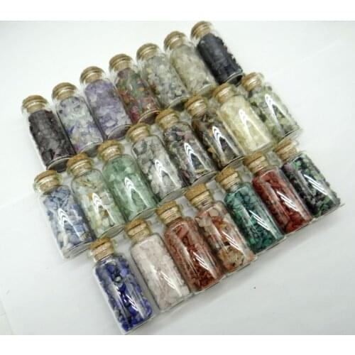 53*22m Natural Glass Wishing Bottles Chip Stones Quartz crystal aventurine Decoration pendant for diy Jewelry making Accessories