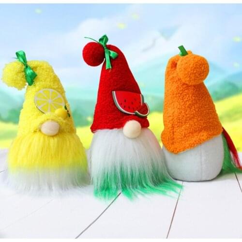 T84E Summer Lemon Strawberry Gnome Tomte Nisse Scandinavian Swedish Elf Home Farmhouse Kitchen Decor