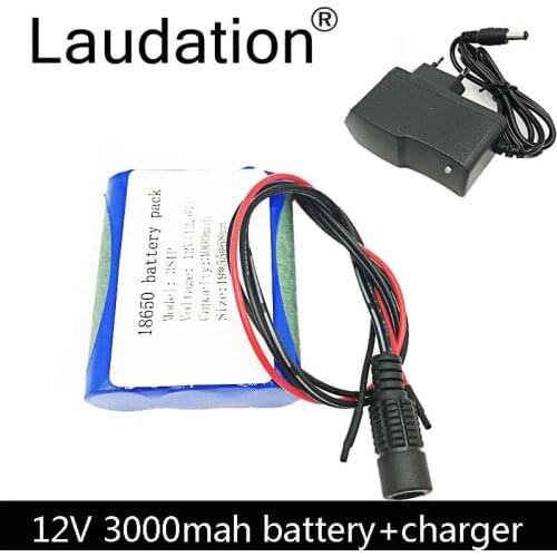 12V 3000 mAh 3S 1P Li-ion battery 18650 lithium rechargeable battery protection plate rechargeable 1A battery charger