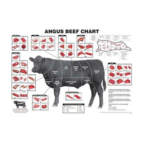 Lot style Choose Cattle Butcher Chart Beef Cuts Animal Diagram Meat Art print Silk poster Home Wall Decor