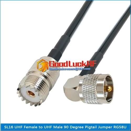 SL16 UHF Male Right Angle 90 Degree to UHF Female Connector Pigtail Jumper RG-58 RG58 3D-FB Extend PL259 SO239 copper cable