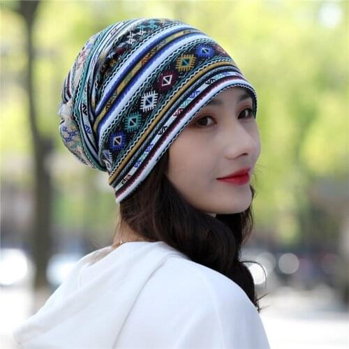 Fashion Autumn Winter Spring Thin Women Skullies Beanies Print Design Hats For Men Girl Hot Feminino Multifunction Warm