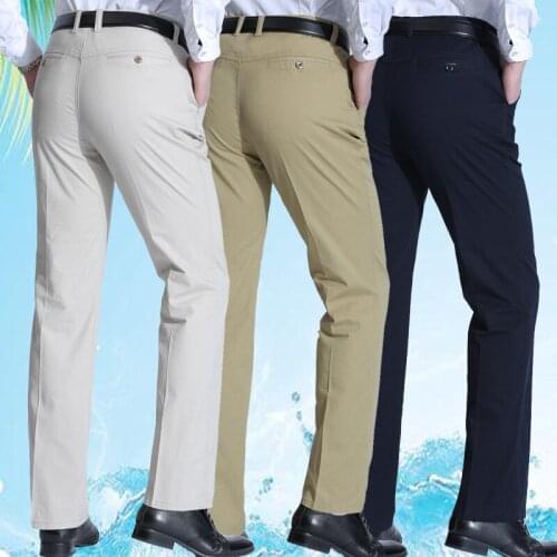2021 Mens Autumn Cotton Casual Pants Loose Straight Trousers