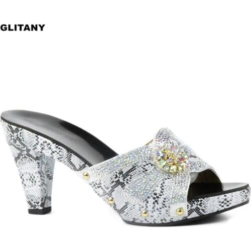 New Women Slipper Elegant Italian Women Sandals Shoes for Parties African Wedding Low Heels Slip on Women Pumps Shoes
