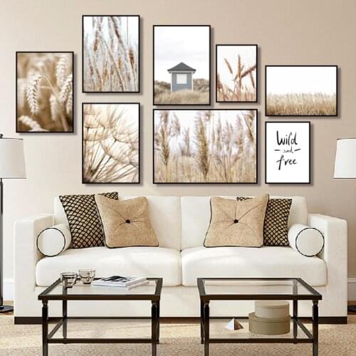 Autumn Minimalist Photography Wheat Dandelion Reed Flower Dry Plant Art Wall Painting Canvas Nordic Home Decoration Poster