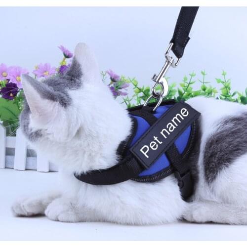 Personalized Cat Harness With Custom Patch Nylon Mesh Anti-lost Breathable Adjustable Pet Harness For Dog Kitten Harness Vest
