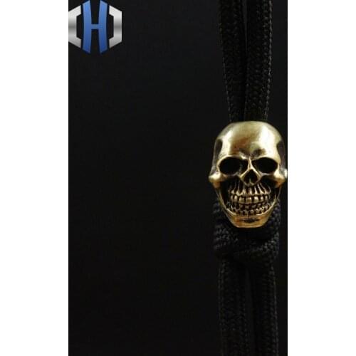 EDC Pendant Beads Paracord Brass Smile Skull Knife Beads Pure Copper DIY Flashlight Falls Rope Pendant Keychain Pendant