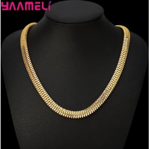 Popular Simple Gold Filled Snake Bone Chain Fashion Trendy 20INCHES Necklace Fashion Jewelry Hip Hop Onament