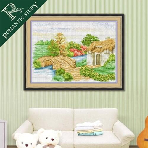 Romantic Story Village Scenic Home Decoration Painting Cross Stitch Handmake Needlework DMC Cross-Stitch Sets For Embroidery Kit
