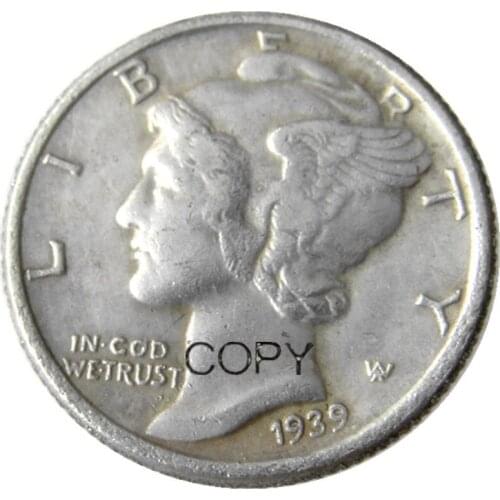US 1939 P/S/D Mercury Silver Plated Copy Coin