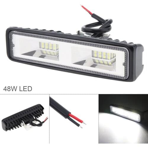 1pcs 6 Inch 48W 6000K 12V-24V Offroad Car LED Work Light Waterproof Off Road LED Light Bar for Truck Motorcycle Car Boats