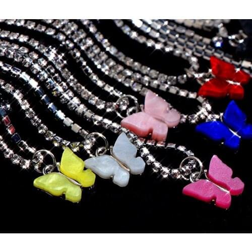 Trendy Crystal Butterfly Choker Necklace For Women Popular Sliver Color Chain Chocker collar collier femme Statement jewelry