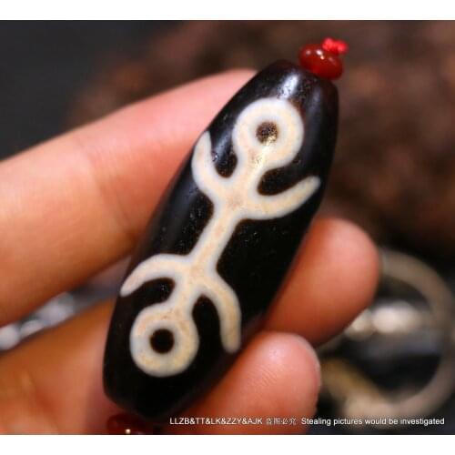 Treasure Unique Ultra Energy Magic Tibetan Old Agate Guiren Tairen Lucky Man 6 OM Words Big dZi Bead Pendant Timestown UPD22