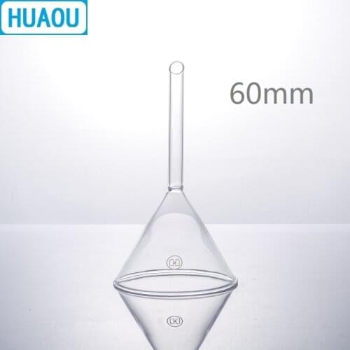 HUAOU 60mm Funnel Short Stem 60 Degree Angle Borosilicate 3.3 Glass Laboratory Chemistry Equipment