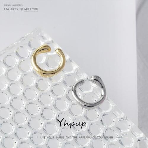Yhpup New Design Metal Ear clip Earrings Without Piercing Geometric Round Ear Cuff Simple Metal Cartilage Jewelry Gift 2021