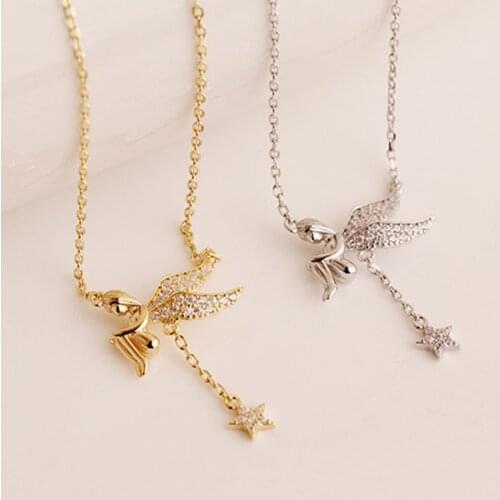 Goth Sterling Silver Real 925 Necklaces Women Chains Vintage Jewelry Zircon Pendants Crystal Undefined Fashion Luxury Angel Star