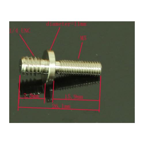 1pcs long 1/4" Male Threaded to M5 Male Threaded screw Adapter for tripod camera