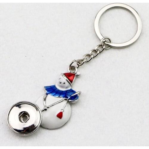 10styles to choose! New christmas key chains snowman/tree/bell ginger snap button charm pendant key ring fit 18mm snap buttons