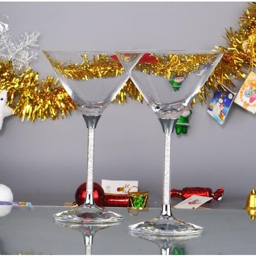 2PCS/Set Box Crystal Wine Glasses Cocktail Cup Martini Types Of Bar Drinking Glasses Decorative Wine Goblet Cocktail Party Drink