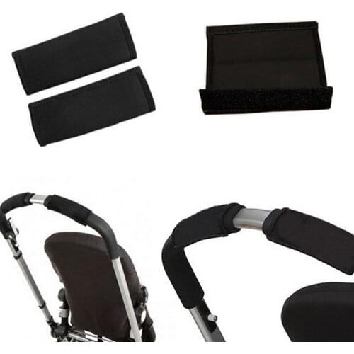 Black Baby Stroller Grip Cover Skid Multi Resistance Wheelchairs Poussette Non-slip Mat Hand Protector Cover Tools 2Pcs