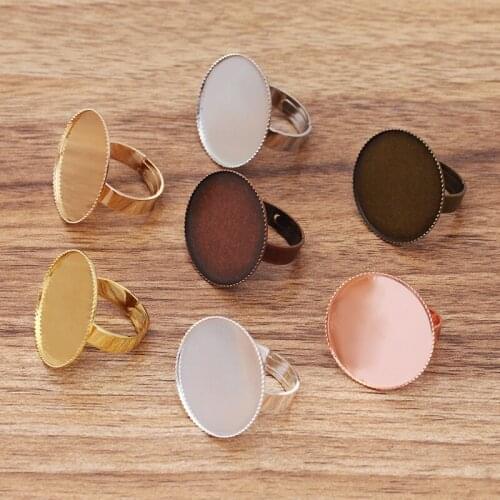200pcs Copper Adjustable Ring Base with 12 14 16 18 20 25 30mm Circle Bezel Settings Tray Cabochons Base Blanks DIY Jewelry