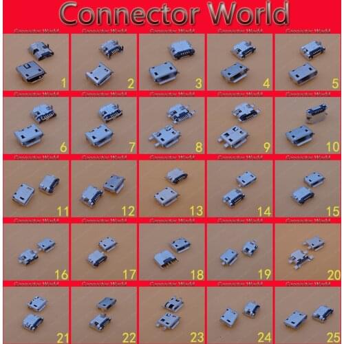 25Models 25pcs/lot Mini Micro USB Jack 5P 5pin USB Charging Socket Connector Mix SMD DIP V8 Port Charging Data power Plug
