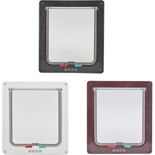 4 Way Lockable Dog Cat Security Flap Door Kitten Puppy Pets Plastic Gate