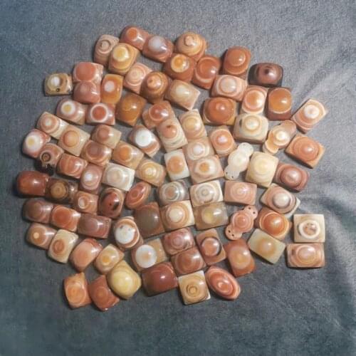 70Pcs/Lot Eye Stone Natural Agate Dzi Beads Sheep Eye Board Beads Loose Jewelry Hole Woven Bracelet Collecting