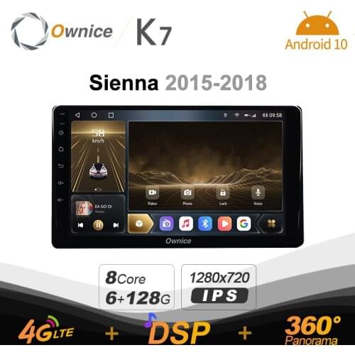 720P K7 6G+128G Car Radio for Toyota Sienna 2015 - 2018 android 10.0 BT 5.0 support Interior Atmosphere Lamp 360 4G LTE
