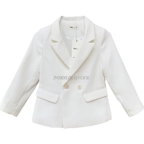 Boys Girls Blazer Formal Jacket Gentleman Kids Violin dance Show Performence White Jacket Children Wedding Birthday Party Jacket