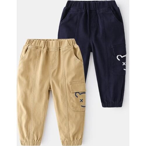 2021 Autumn Boys Casual Trousers Spring New Kids Pants Fashion Cartoon Elastic Waist Pants For Boys 3-8 Y Baby Children Trousers