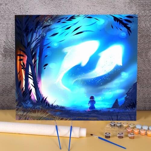 Scenery Just Sit And Watch Coloring By Numbers Painting Set Oil Paints 40*50 Canvas Painting New Design Crafts Wholesale