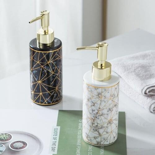 300ml Soap Dispenser Ceramic Lotion Shampoo Bottle Liquid Dispenser Pump Bottle Marble Design Soap Dispenser Bottle