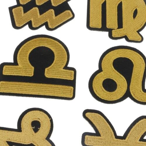 DIY 12 Constellation Embroidered Applique Iron on/Sew on Patch for Clothing