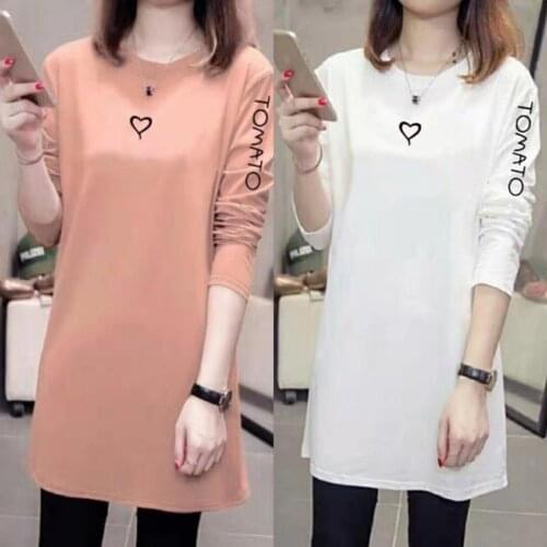 Large Size T Shirt New Shirt Korean Version Loose Medium Length Shirt Bottom Shirt Long Sleeve