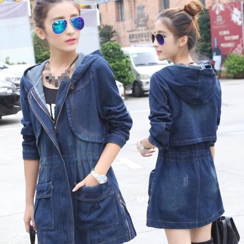 G1192 2020 spring autumn new Korean version womens loose big size denim jacket fashion hoodie coat cheap wholesale