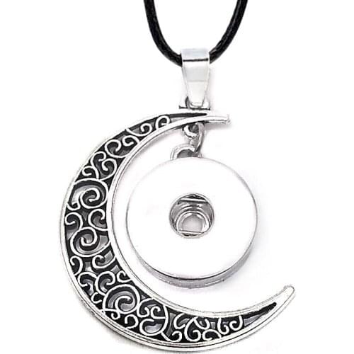 Hot Interchangeable Metal Flower Moon Ginger Crystal Necklace 139 Fit 18mm Snap Button Pendant Charm Jewelry For Women Gift