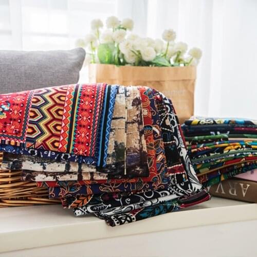Cotton Linen Fabric By The Meter Per for Dress Skirt Clothes Tablecloth Sewing DIY Retro National Bohemia Printed Textile Cloth