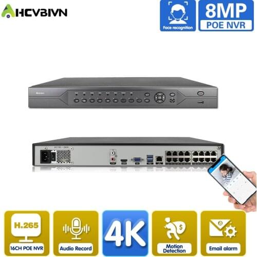 8MP 4K 16CH 8CH H.265 POE NVR Video Recorder IP Camera CCTV System ONVIF Network Face Detection P2P Video Surveillance Camera